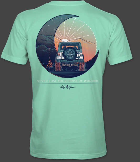 Moon Jeep- Stargazing Outdoors Mint T-Shirt - Lily Grace - Short Sleeve Tee