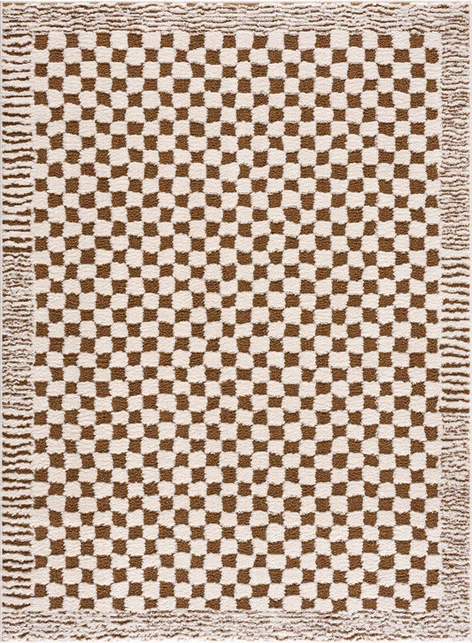 Leryn Brown Checkered Plush Rug