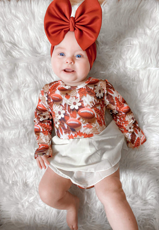 Football Long sleeve mesh skirted romper