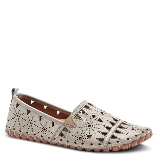 Fusaro Gray Leather Slip on Loafer by SPRING STEP