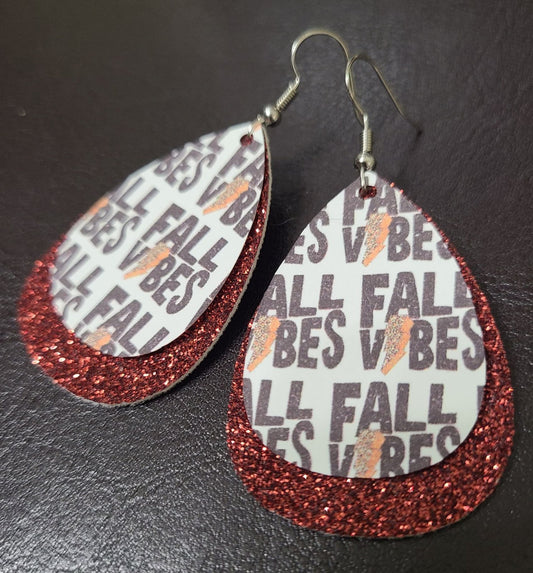 Pumpkin Teardrop Guitar Pic Earrings - Multiple Designs Each Pair Sold Separate