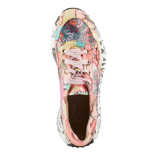 Cabaret Pink Multi Leather Combo sneaker by L`ARTISTE