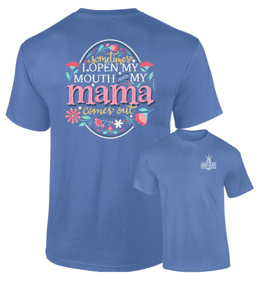 Floral Mama Comes Out - Periwinkle - Southernology Short Sleeve Comfort Color Tee