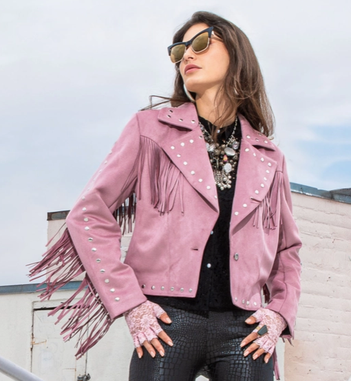 Fringe Jacket with Studded Detail by Adore