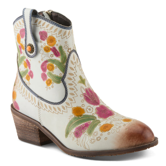 GALOP FLORAL BOOTIE in WhiteCowgirl Boot BY L`Artiste