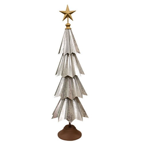 Distressed Silver Metal Christmas Tree - 51.5"H