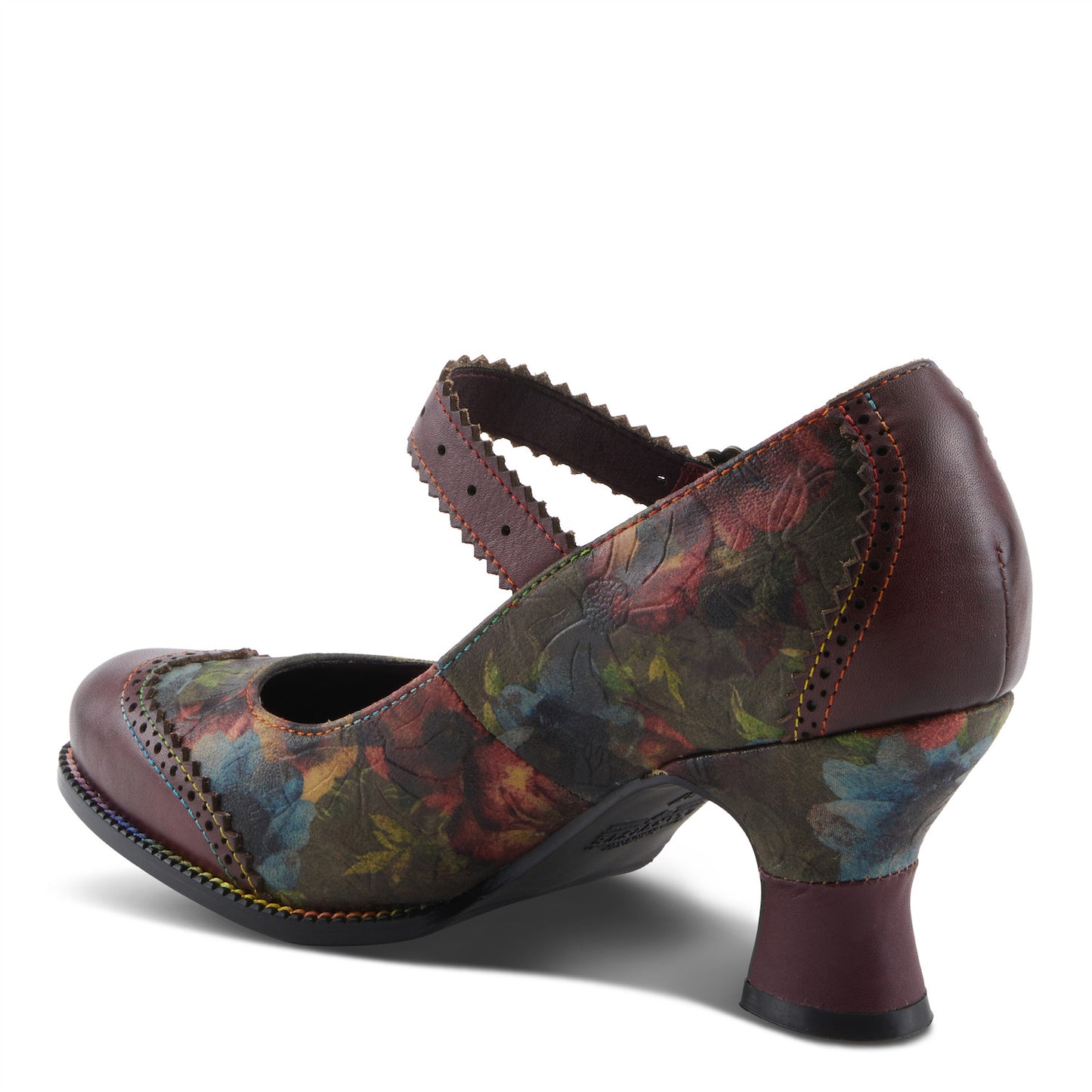 MACIAS-FLEUR Bordeaux multi a timeless elegant baroque-inspired Mary Jane shoe by L`ARTISTE