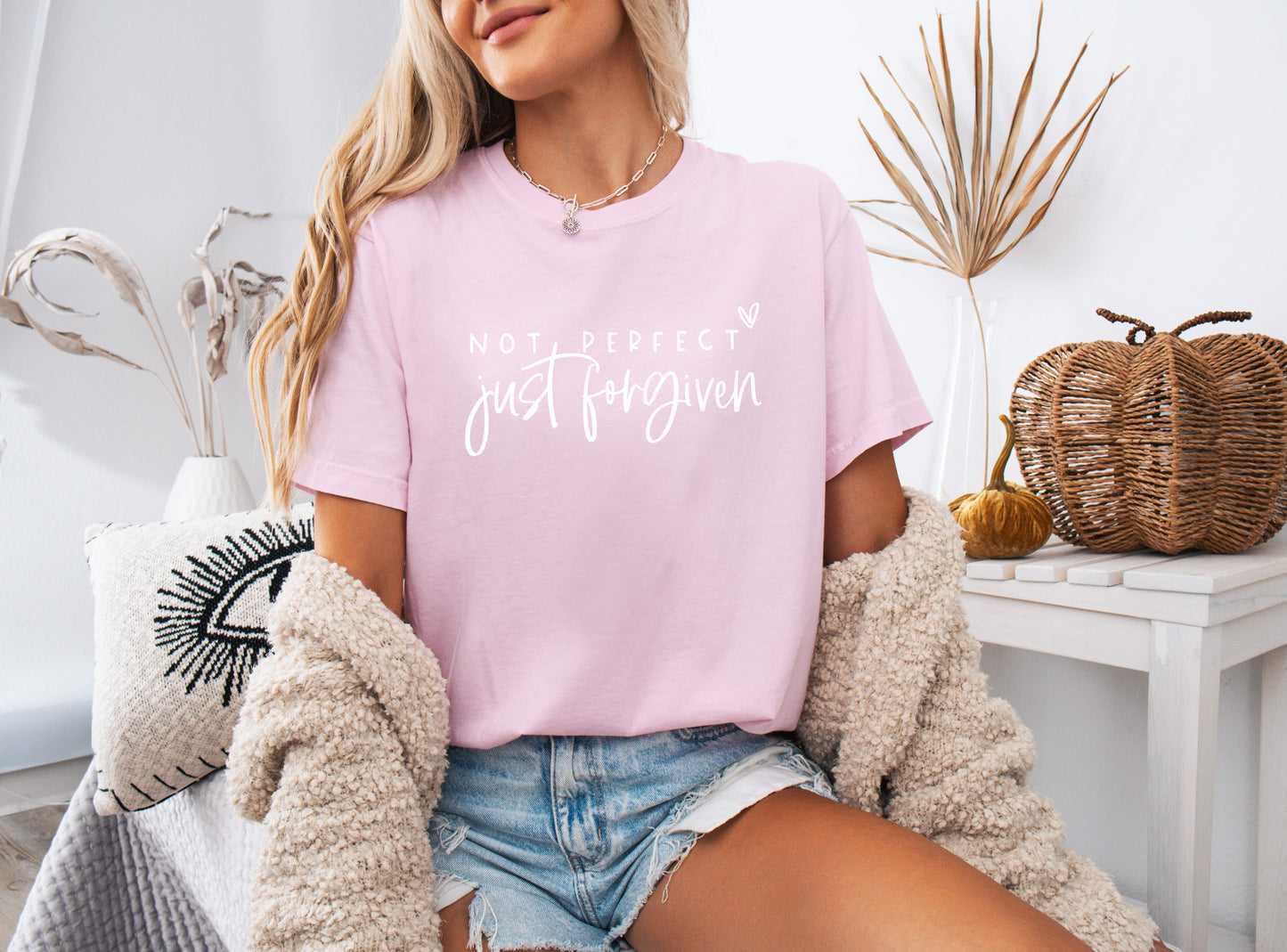 Not perfect Just Forgive Christian Comfort Colors Garment Dyed T Shirt