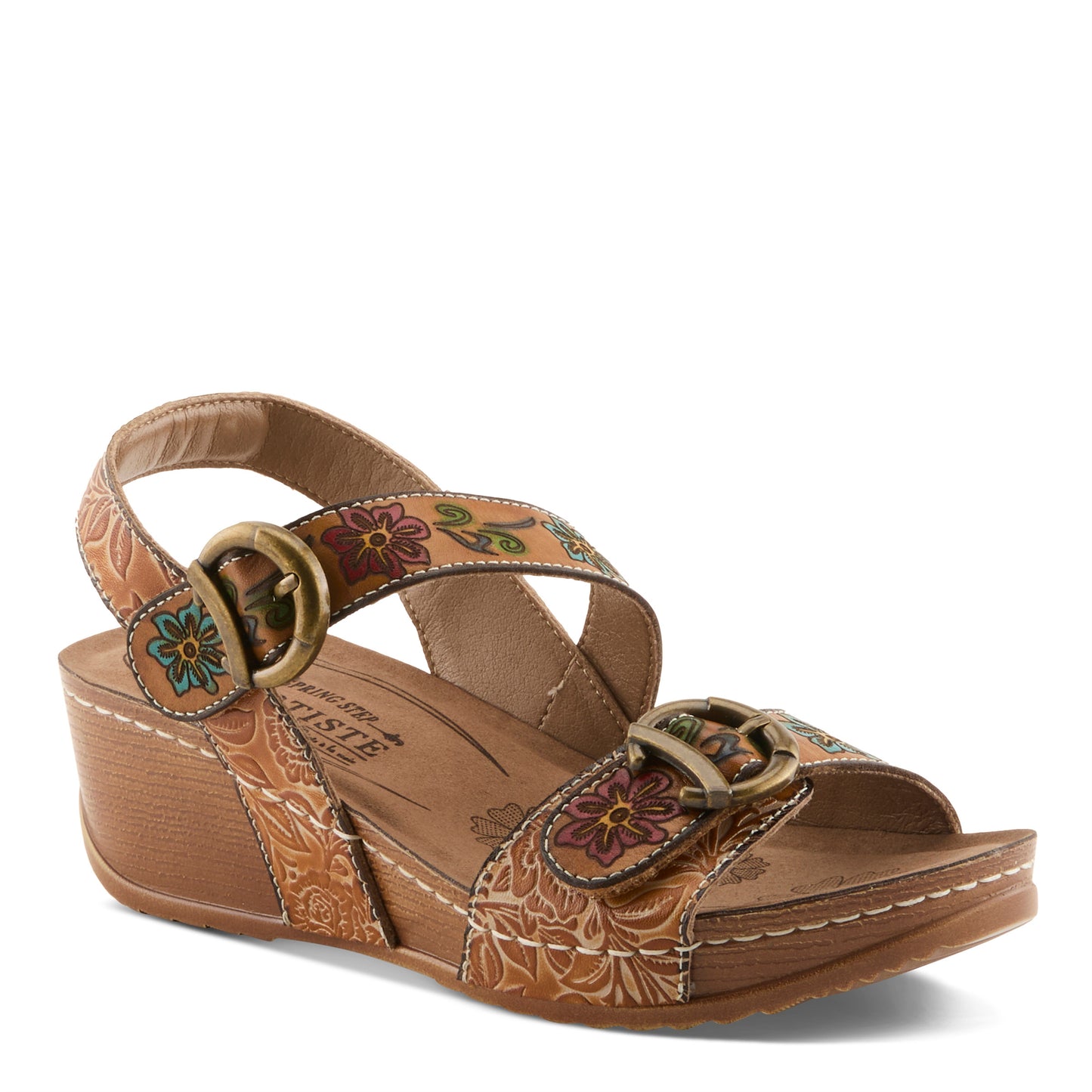 GOTTAGET Tan Multi Wedge Sandal by L'Artiste from Spring Step Shoes