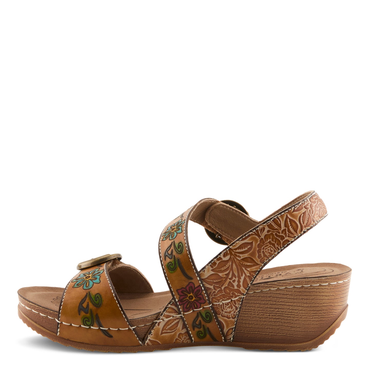 GOTTAGET Tan Multi Wedge Sandal by L'Artiste from Spring Step Shoes