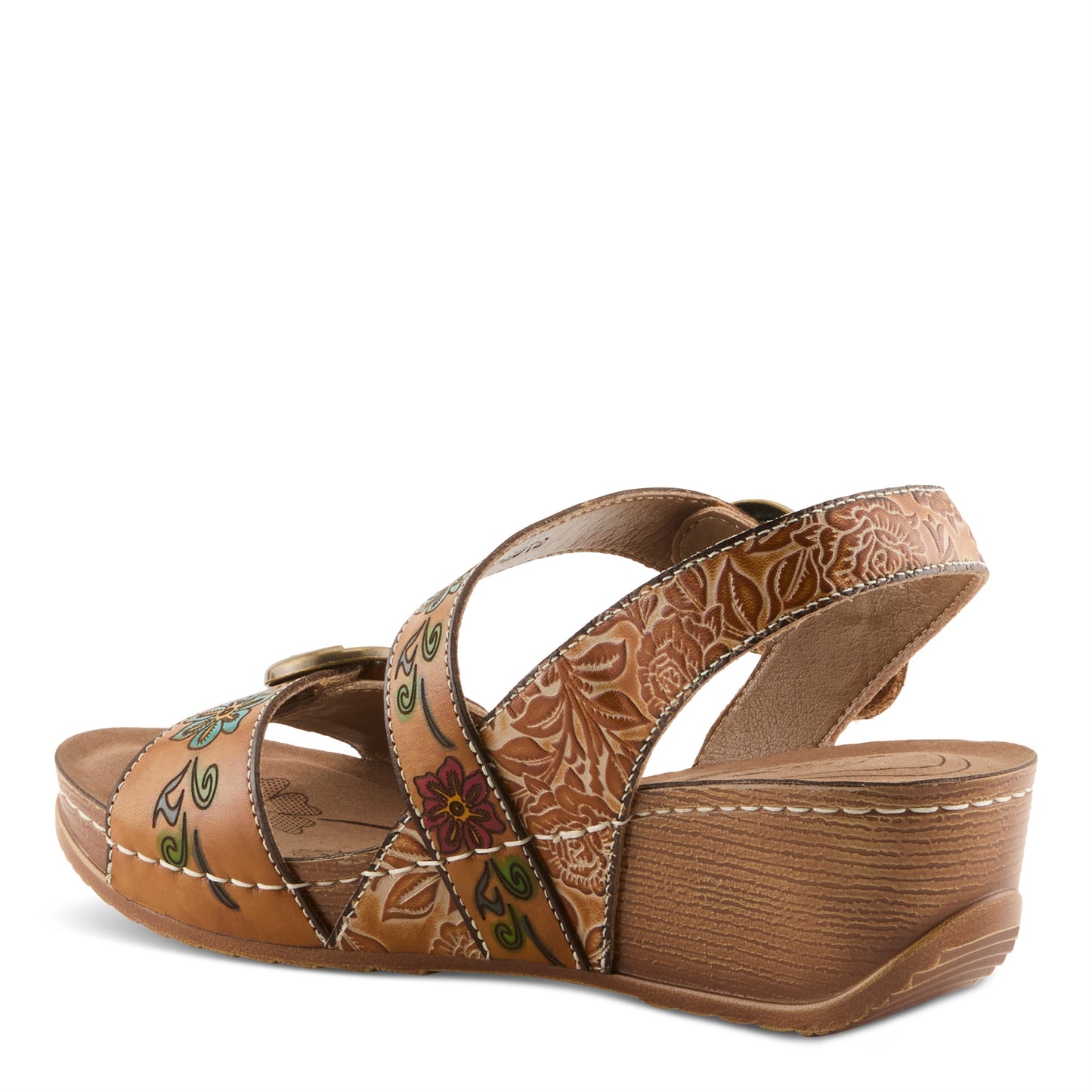GOTTAGET Tan Multi Wedge Sandal by L'Artiste from Spring Step Shoes