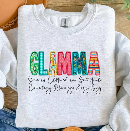 Glamma Clothed in Gratitude Counting Blessings Everyday Long Sleeve White Tee
