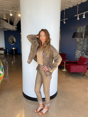Gold Foil Pants Taupe Made in Italy - ONE SIZE FITS MOST
