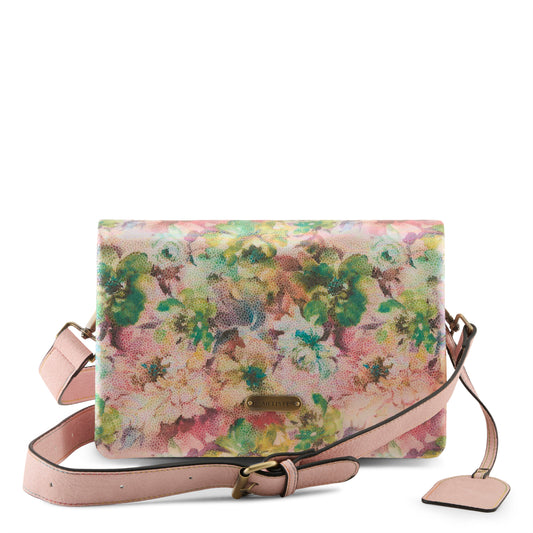 HB-ENVY Blush Multi Aurora borealis pastel garden magnetized flap messenger style handbag by L'Artiste from Spring Step Shoes