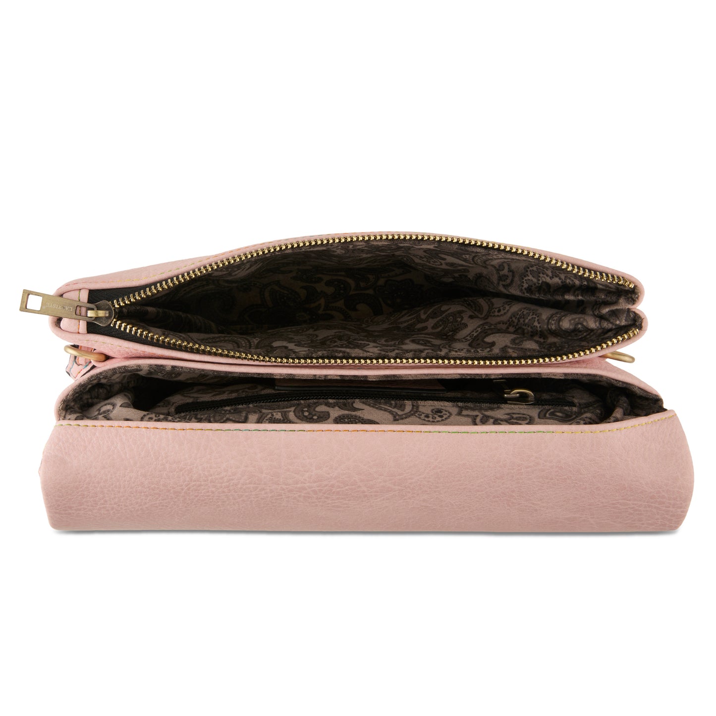 HB-ENVY Blush Multi Aurora borealis pastel garden magnetized flap messenger style handbag by L'Artiste from Spring Step Shoes