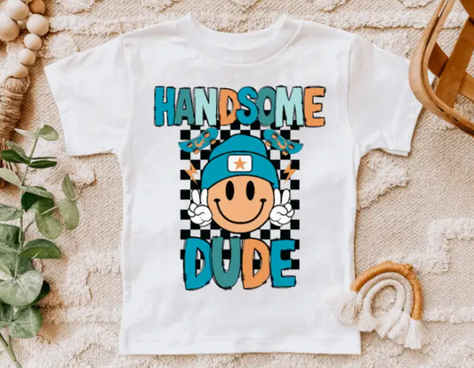Handsome Boy Retro Kids Tee Shirt
