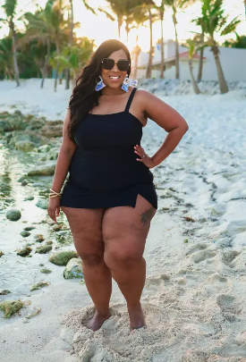 Hit the Pool Skirted Black Swimsuit Size XL Bathing Suit