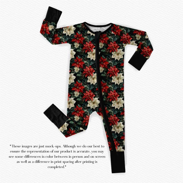 Pollyanna’s Poinsettia Convertible Zippy One PIece Kids PJ