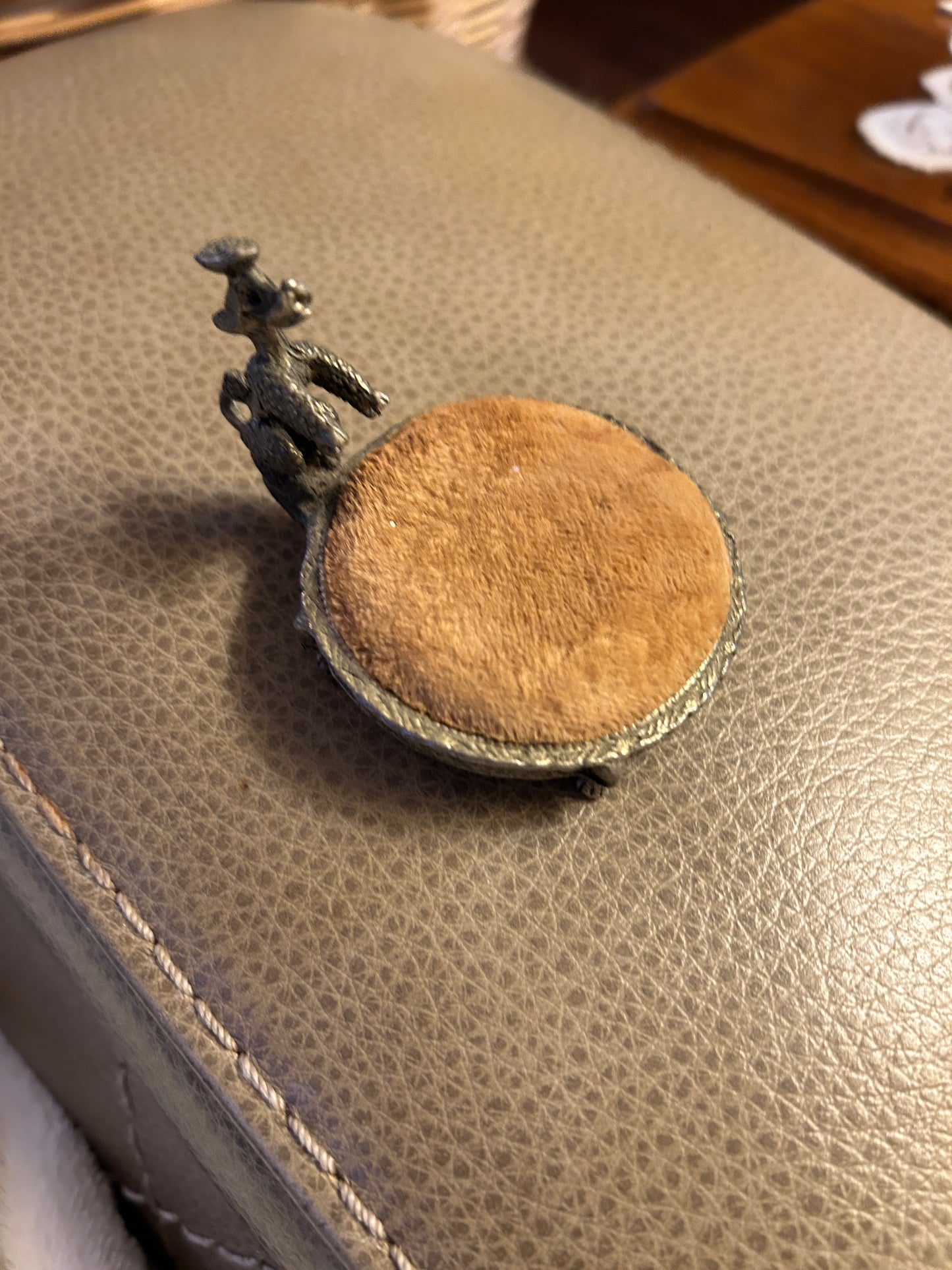 Vintage Velour Sewing Pin Cushion Solid Metal Poodle