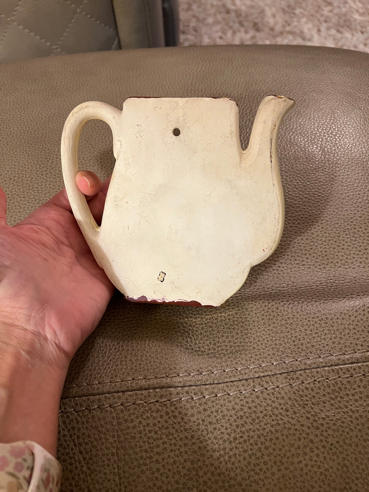 1957 Kitchen Prayer Teapot with Gold Accents Vintage