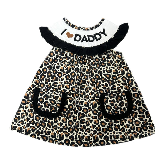 Smocked leopard I love daddy Dress