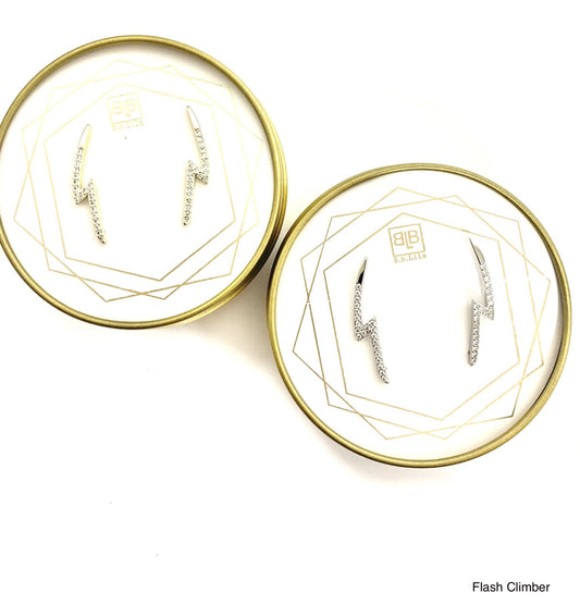 Silver PavÃ© Lightning Bolt Ear Climber Studs Earrings - Flash Climber Multi by B.b. Lila Jewelry