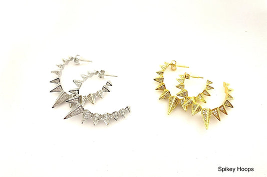 Silver Hoops with Spikes Earrings - Spikey Hoops by B.b. Lila Jewelry