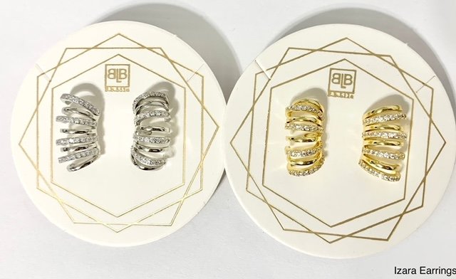 Gold Studs with Pave' Rings - Izara by B.b. Lila Jewelry