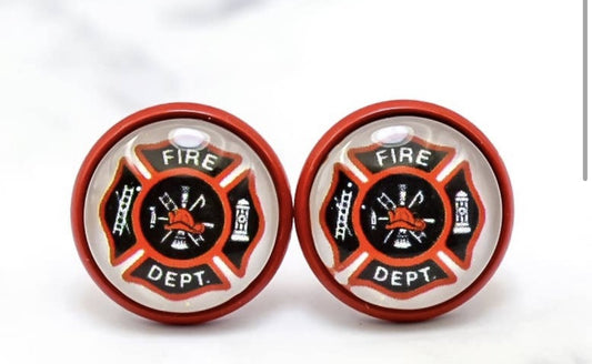 Floral Football Photo Stud Earrings