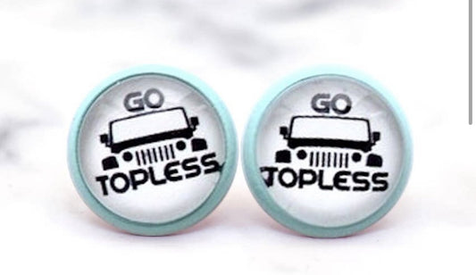 Jeep Go Topless Photo Stud Earrings