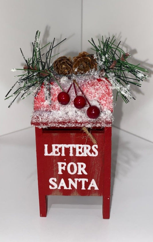 RED LETTERS FOR SANTA MAILBOX ORNAMENT 5IN