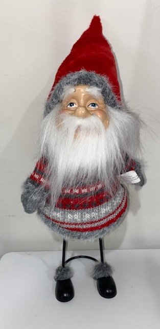 Standing Gnome with Red & Gray Sweater