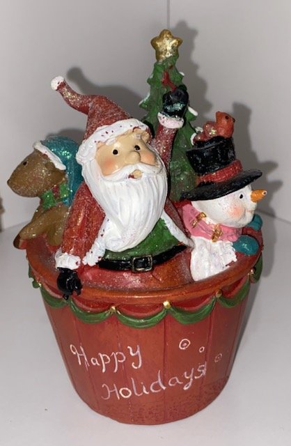 Happy Holidays Figurine - Santa & Snowman