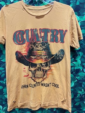 Country Cool Skull Super Soft Destroyed Ginger Tee