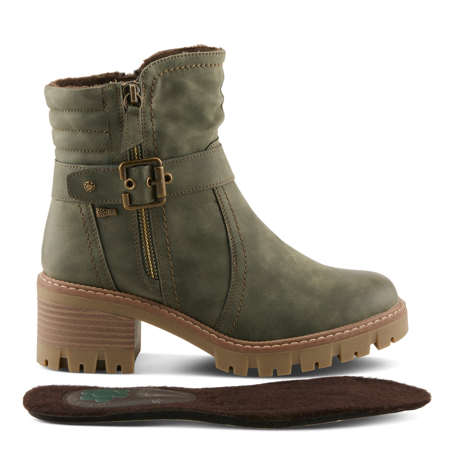 SMOKIES Lugged BOOT By Spring Step in Light Green & Light Grey