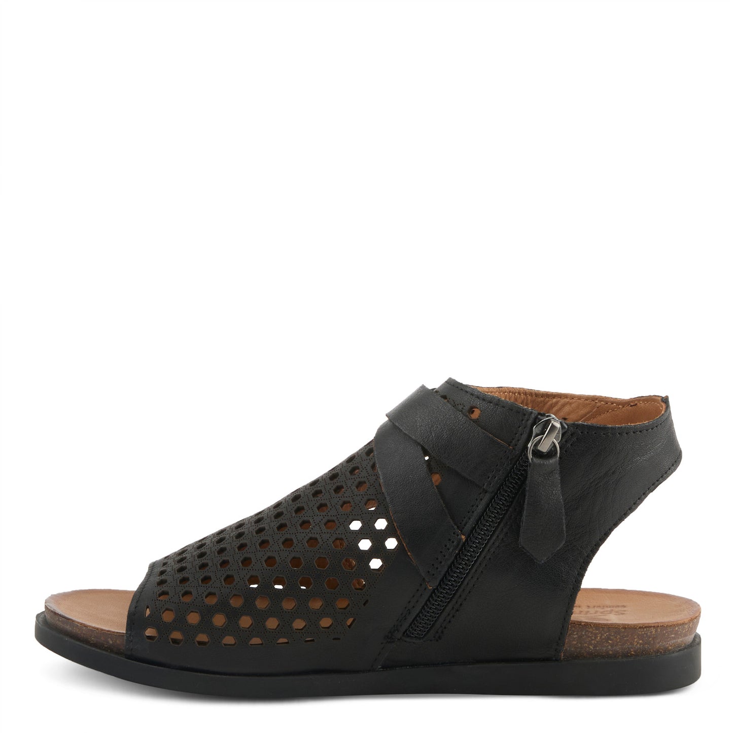 Covington Black leather cut-out sandals. by SPRING STEP