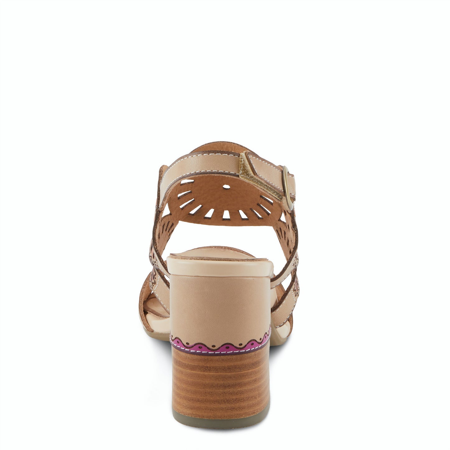 Pinwheel Beige Leather Heel Sandal by L`ARTISTE