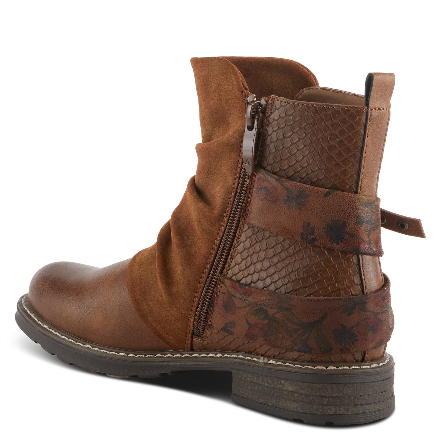 GOSSIFLEUR - Camel Short Different Texture Boot by Patrizia