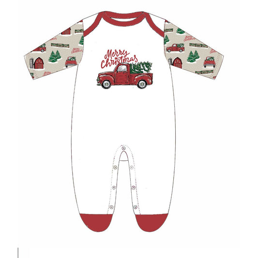 KIDS RED TRUCK & BARN JAMMIE ONESIE by Jane Marie