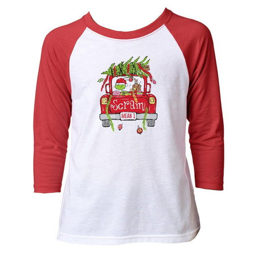 KIDS SCRAM RED TRUCK 3/4 SLEEVE T-SHIRT by Jane Marie