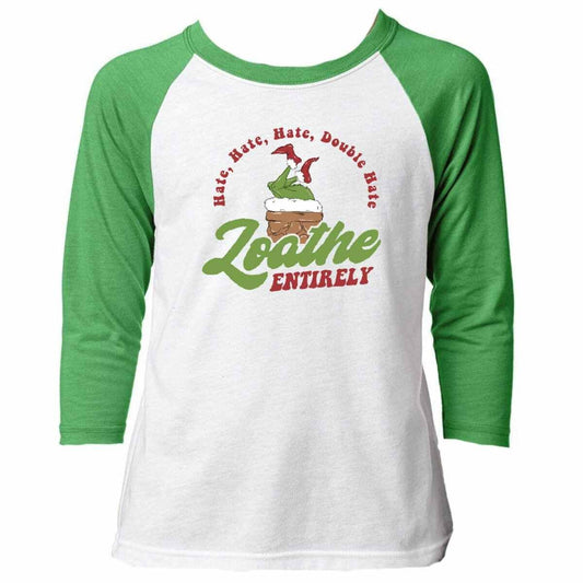 KIDS HATE HATE HATE DOUBLE HATE LOATHE ENTIRELY 3/4 SLEEVE T-SHIRT by Jane Marie