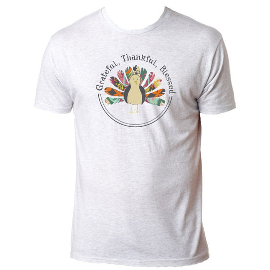 KIDS GRATEFUL THANKFUL BLESSED TURKEY T-SHIRT by Jane Marie