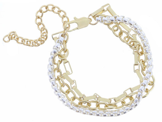 3 STRAND GOLD CABLE CHAIN GOLD BOX CHAIN SILVER BOX CHAIN BRACELET by Jane Marie