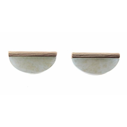 MINT AND GOLD COLORBLOCK SEMI CIRCLE STUD EARRING by Jane Marie