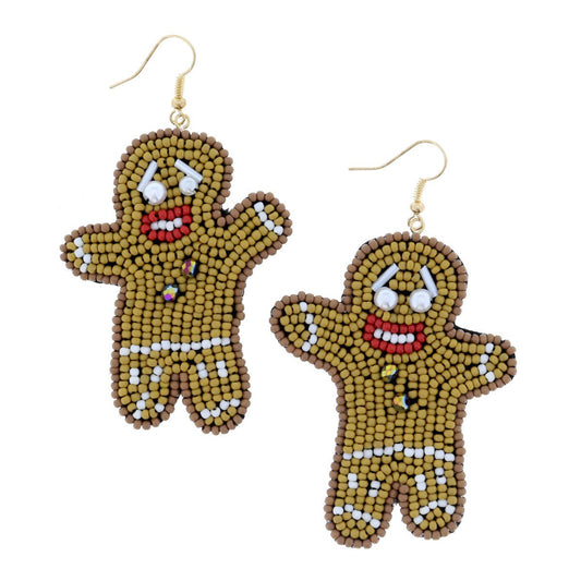 BEADED GINGERBREAD EARRING by Jane Marie