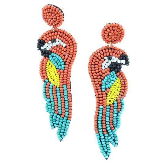 BEADED PARROT POST EARRING by Jane Marie