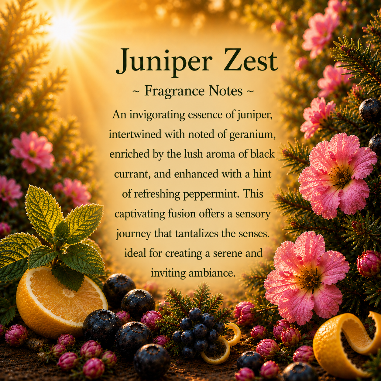 Juniper Zest, Premium Coconut-Soy Wax Tea Light Crystal Candle, 1oz