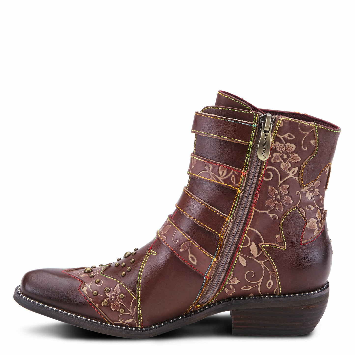 RODEHA BOOTS - Brown Victorian-inspired booties by L`ARTISTE