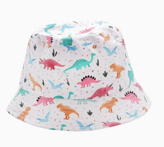 Kids Sunglasses with Dinosaur Print and Bucket Hat
