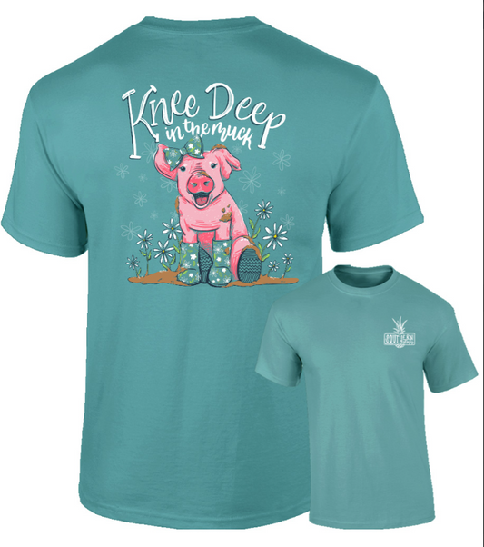 Knee Deep in Muck - Seafoam - Southernology Short Sleeve Comfort Color Tee